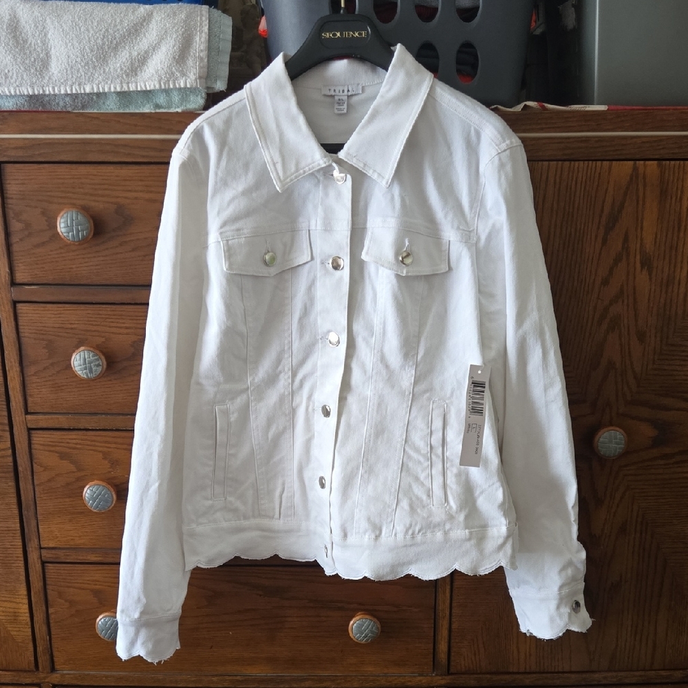 NWT Tribal White Denim Jacket, sz L